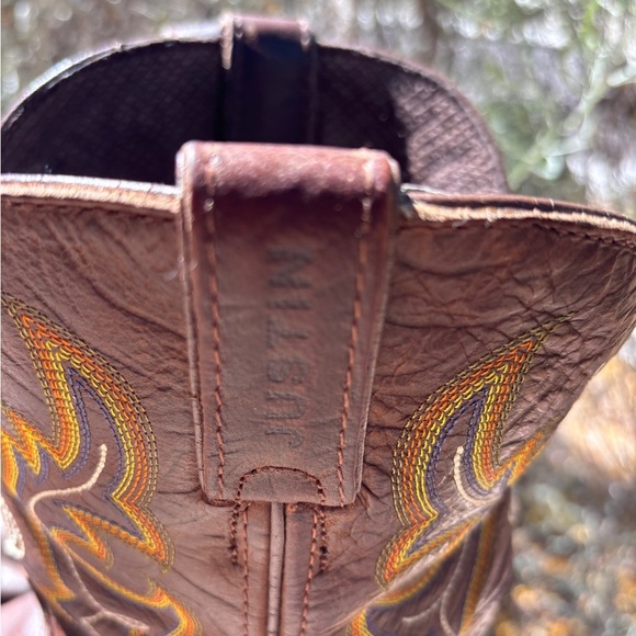 Justin Steel Toe Cowboy Boots size 12 D Workboots western leather main image 10
